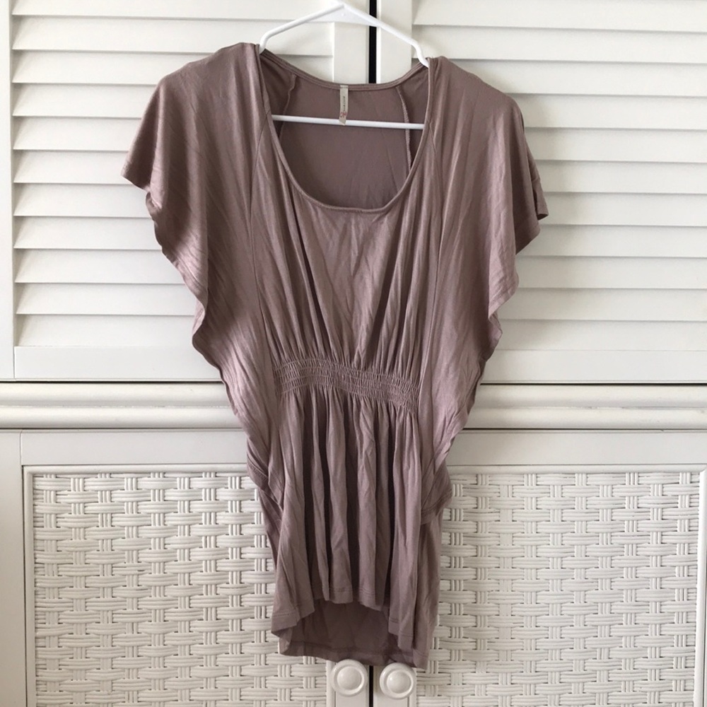 Olivia Moon Blouse Tan Brown Small